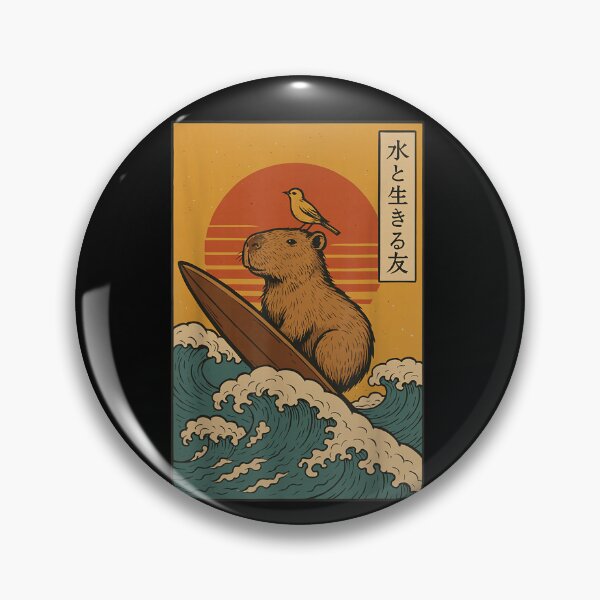 Artikelvorschau, Japanische Kunst mit surfendem Wasserschwein für Männer, Frauen und Kinder – das perfekte Geschenk für Wasserschweinliebhaber entworfen und verkauft von DZIRI NAJAT.