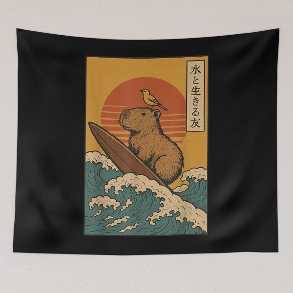 Item preview, Capybara Surfing Japanese Art for Men Women Kids , Capybara Gift Lover  designed and sold by DZIRI NAJAT.
