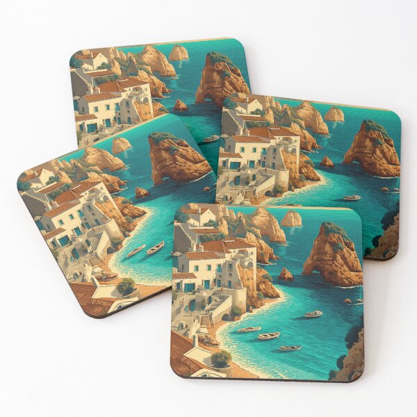 Item preview, Lagos Portugal - Village with Turquoise Sea designed and sold by PetsArt.