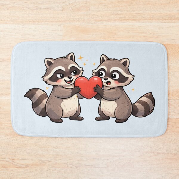 Item preview, Cute Raccoon Couple Sharing a Heart – Romantic Animal Art designed and sold by Ivy-Triggs.