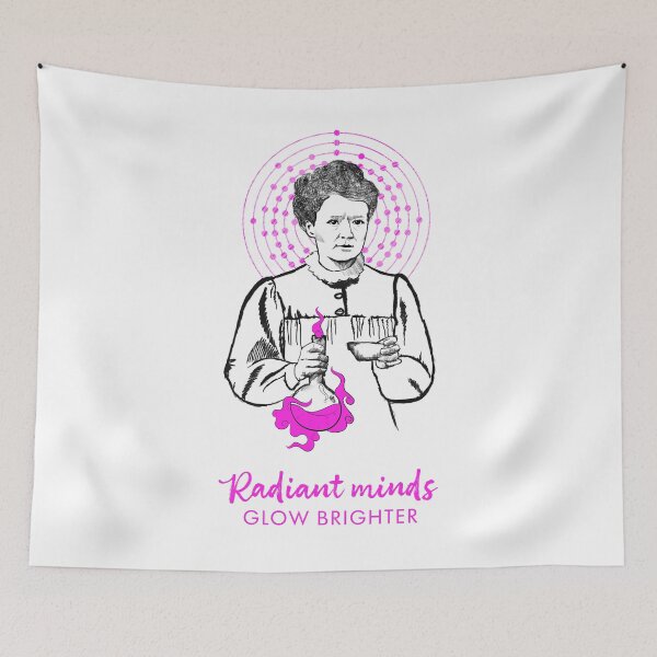 Item preview, Maria Skłodowska-Curie, Radiant minds, minimalistic, scandi, black and pink designed and sold by Drawmecute.