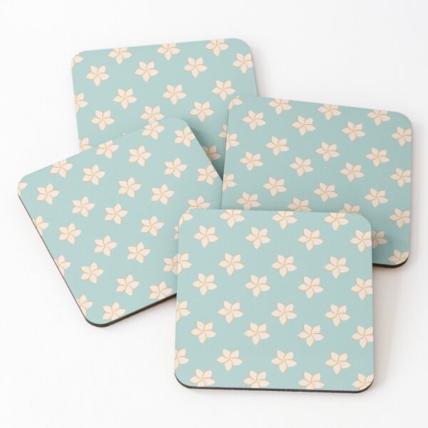 Item preview, White and turquoise plumeria flowers pattern designed and sold by Home Cyn Home.