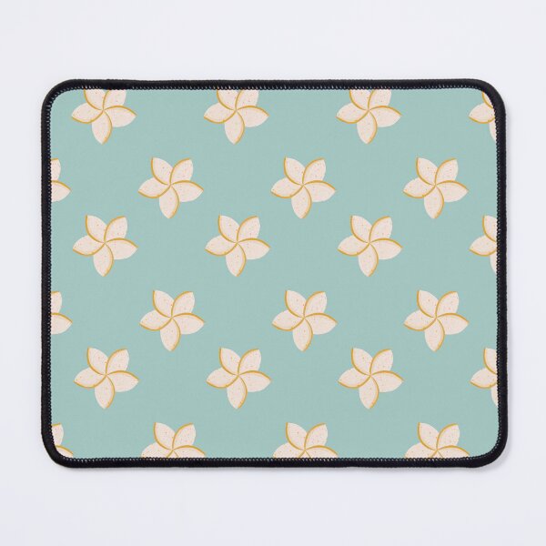 Item preview, White and turquoise plumeria flowers pattern designed and sold by Home Cyn Home.