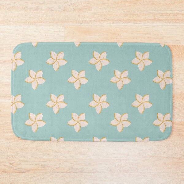 Item preview, White and turquoise plumeria flowers pattern designed and sold by Home Cyn Home.
