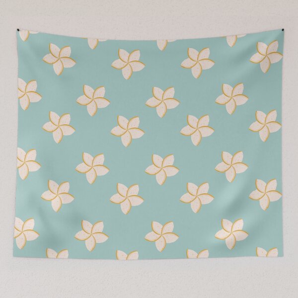 Item preview, White and turquoise plumeria flowers pattern designed and sold by Home Cyn Home.