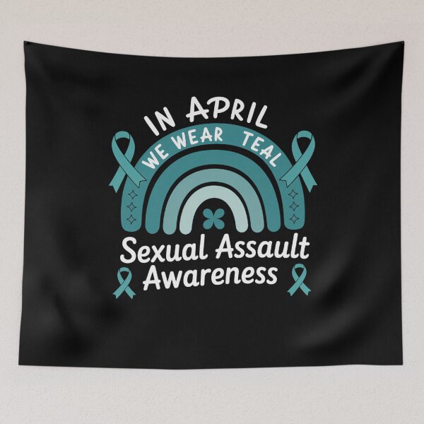 Item preview, Sexual Assault Awareness Month Rainbow Teal Ribbon Support designed and sold by cosmicncozyS.