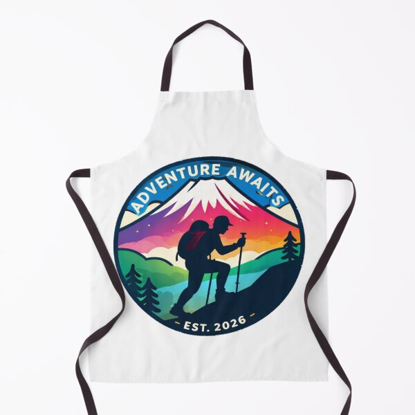Item preview, Adventure Awaits Hiking Badge | Colorful Mountain Outdoor Adventure Design designed and sold by Globalcitytees.