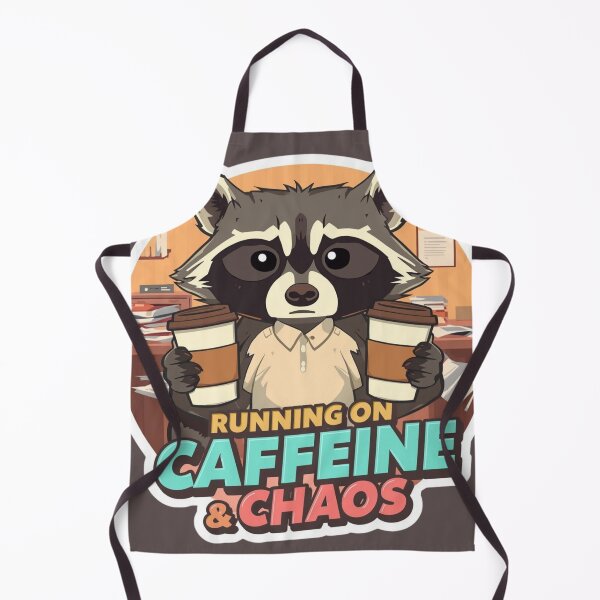 Item preview, Funny Overworked Raccoon - Running On Caffeine & Chaos designed and sold by The Prompted Soul.