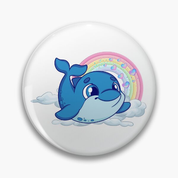 Item preview, Leaping Dolphin - Cute Blue Dolphin Jumping from Cloud with Rainbow designed and sold by Love3Happy.