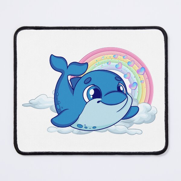 Item preview, Leaping Dolphin - Cute Blue Dolphin Jumping from Cloud with Rainbow designed and sold by Love3Happy.