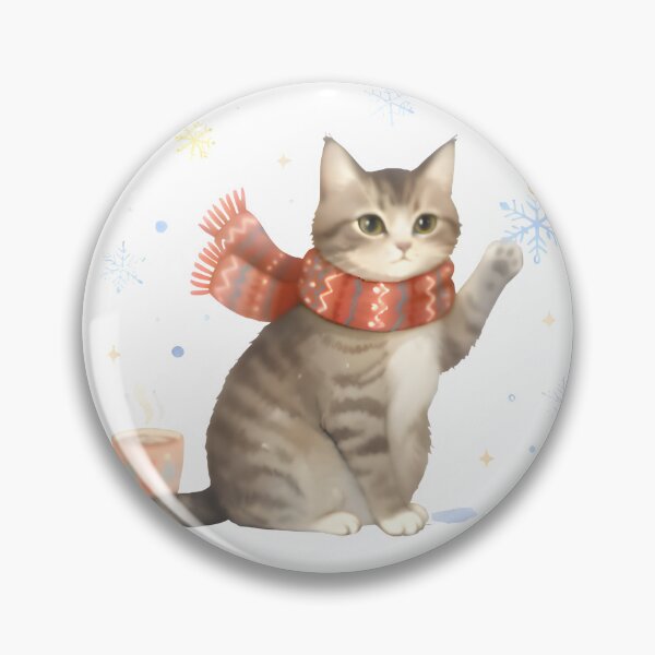 Item preview, Cozy Winter Tabby Cat with Scarf & Snowflakes designed and sold by Easterneyes.
