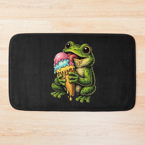 Item preview, Cute Frog Eating Ice Cream – Cartoon Gothic Frog Illustration designed and sold by ColorSplash123.