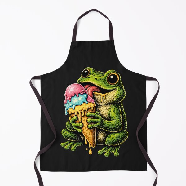 Item preview, Cute Frog Eating Ice Cream – Cartoon Gothic Frog Illustration designed and sold by ColorSplash123.