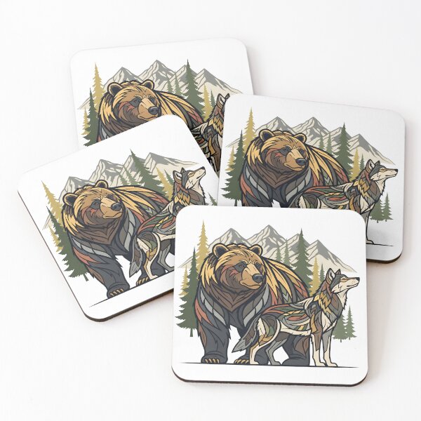 Item preview, Alyeska Alaska Wildlife – Bear and Wolf Wilderness Art designed and sold by KivaroArt.