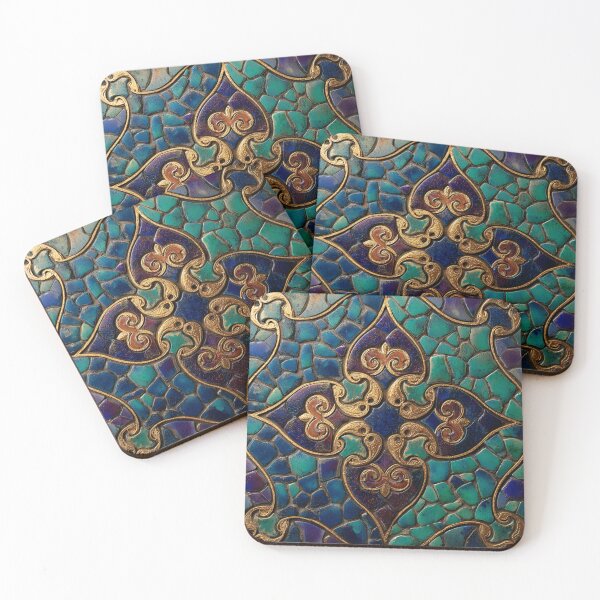 Item preview, Gaudi Inspired Blue Turquoise Mosaics Tile Pattern designed and sold by GrinGalore.