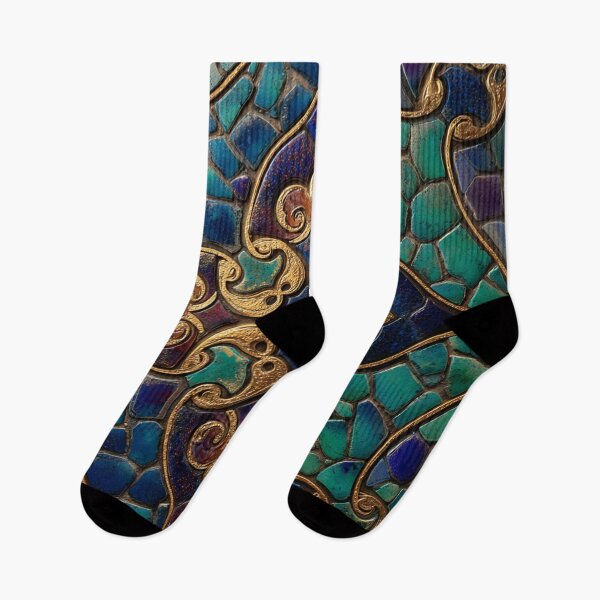 Item preview, Gaudi Inspired Blue Turquoise Mosaics Tile Pattern designed and sold by GrinGalore.