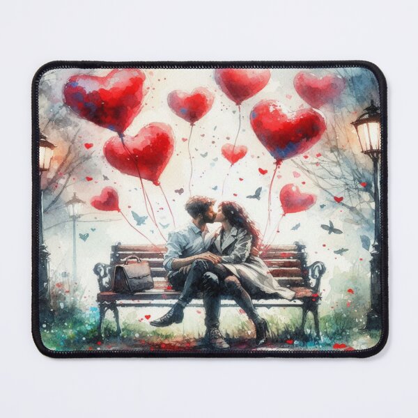 Item preview, Valentine’s Kiss in Park – Love, light & heart balloons in a scene full of tenderness and magic designed and sold by FotoworldEdel.