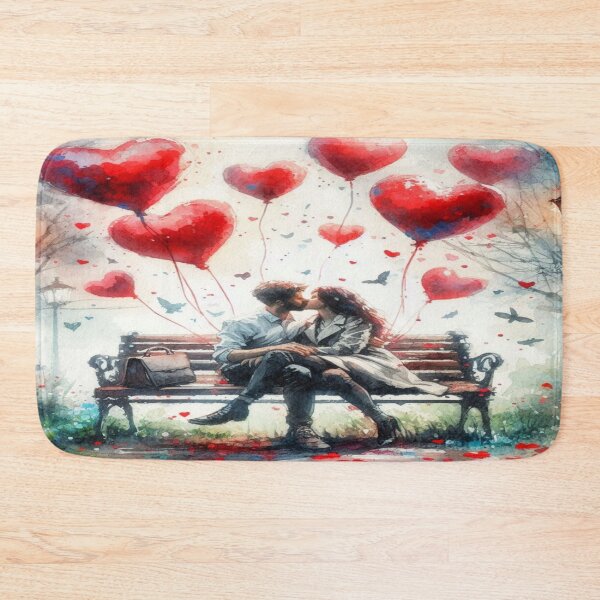 Item preview, Valentine’s Kiss in Park – Love, light & heart balloons in a scene full of tenderness and magic designed and sold by FotoworldEdel.
