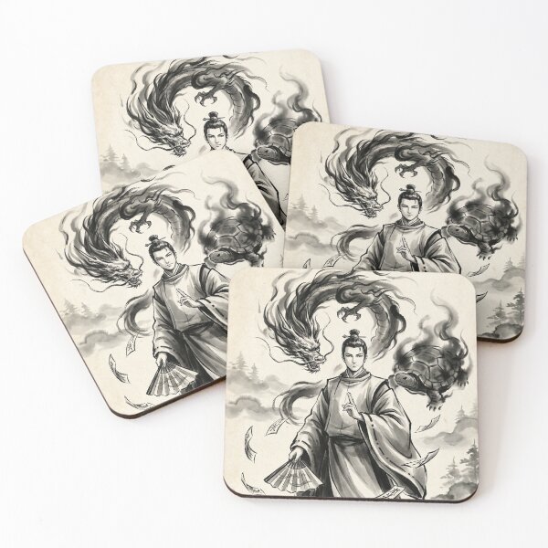 Item preview, Abe no Seimei Ink Art | Japanese Onmyoji with Dragon and Genbu | Mystic Japanese Illustration designed and sold by Mori-no-Akari.
