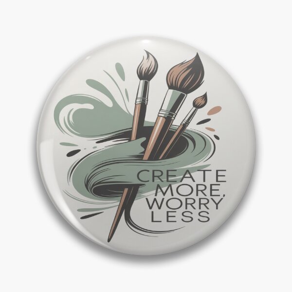 Item preview, Create More Worry Less – Artistic Paint Brush Illustration designed and sold by myforestfog.