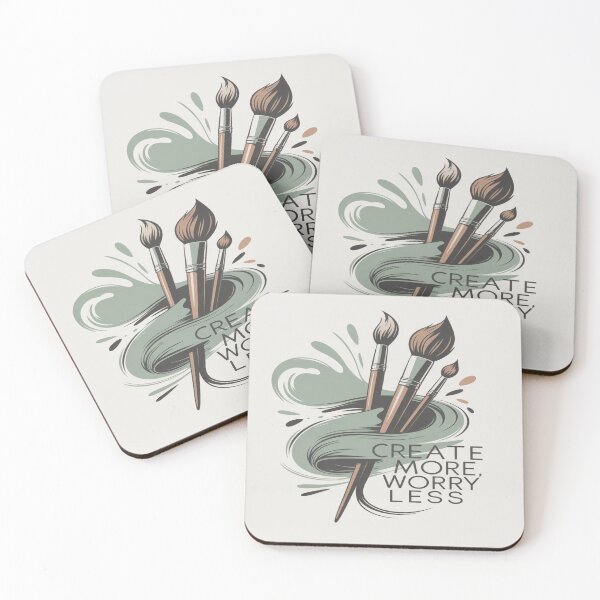 Item preview, Create More Worry Less – Artistic Paint Brush Illustration designed and sold by myforestfog.