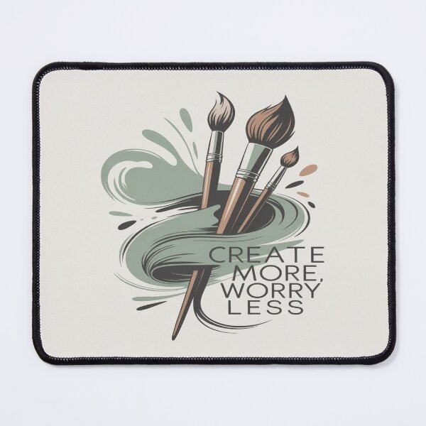 Item preview, Create More Worry Less – Artistic Paint Brush Illustration designed and sold by myforestfog.
