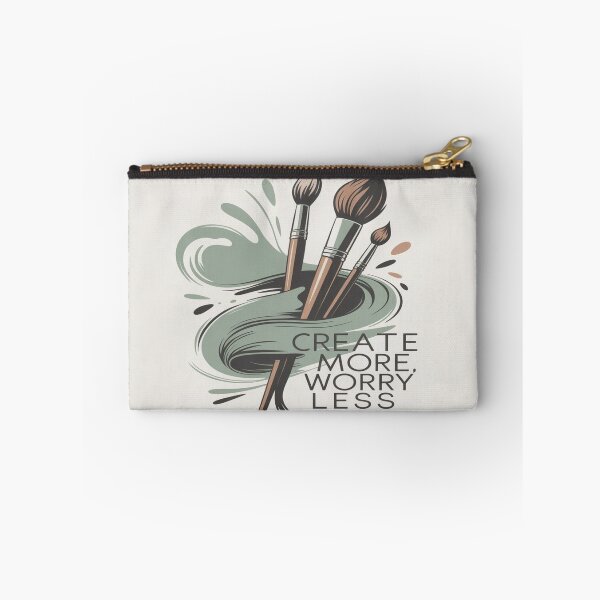 Item preview, Create More Worry Less – Artistic Paint Brush Illustration designed and sold by myforestfog.