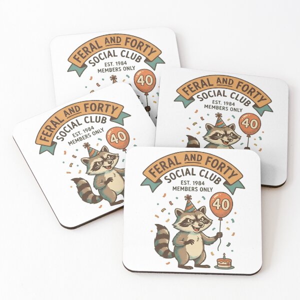 Item preview, Feral and Forty Social Club - Funny 40th Birthday Raccoon designed and sold by One More T-shirt.