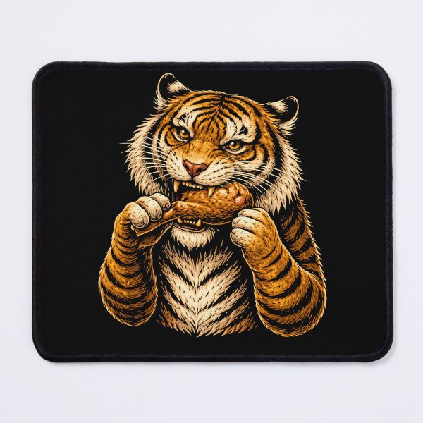 Item preview, Cool Tiger Eating Chicken Leg – Vintage Engraved Tiger Illustration designed and sold by ColorSplash123.