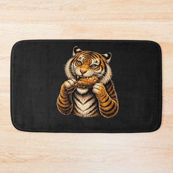 Item preview, Cool Tiger Eating Chicken Leg – Vintage Engraved Tiger Illustration designed and sold by ColorSplash123.