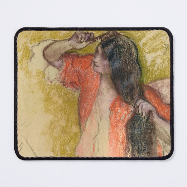 Item preview, Femme En Peignoir Rouge Se Coiffant by Edgar Degas: Impressionist Poster designed and sold by artofuniverse.