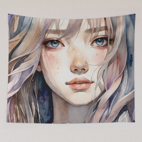 Item preview, Soft Shades of Beauty - Thoughtful Girl Watercolor Portrait designed and sold by FriskyLemur.
