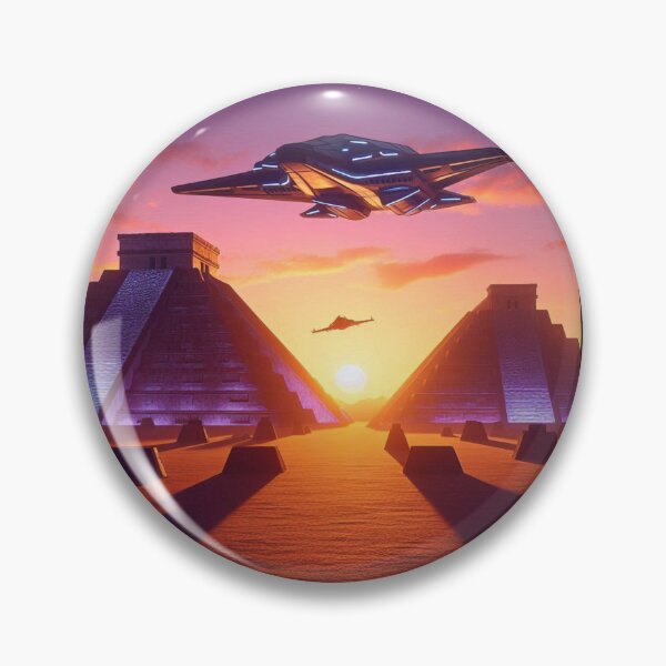 Item preview, Ancient Arrival – Futuristic Spaceships Over Glowing Pyramids designed and sold by Dogandesighn.