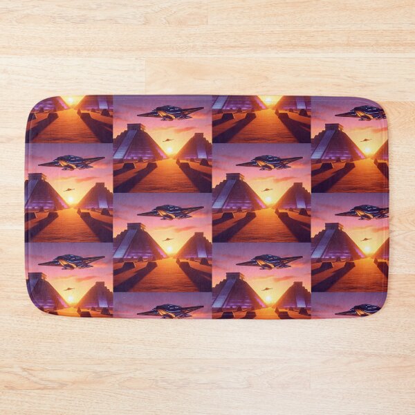 Item preview, Ancient Arrival – Futuristic Spaceships Over Glowing Pyramids designed and sold by Dogandesighn.