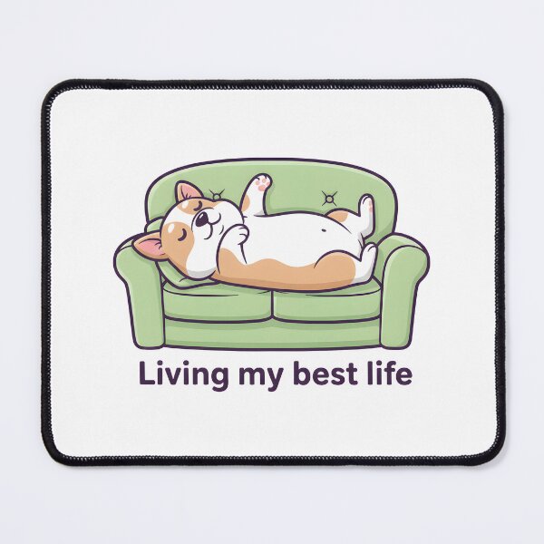 Item preview, Living My Best Life - Cute Corgi Sleeping on Sofa - Funny Lazy Dog Art designed and sold by Fuechse.