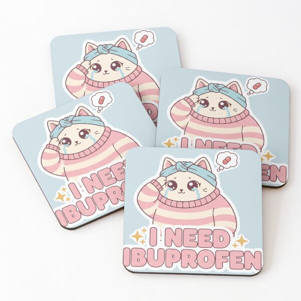 Item preview, Paws & Pain Relief: Kawaii Retro Headache Cat designed and sold by Prints & Pulse.