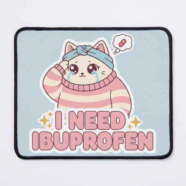 Item preview, Paws & Pain Relief: Kawaii Retro Headache Cat designed and sold by Prints & Pulse.