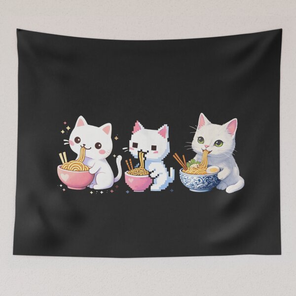 Item preview, Cute Cat Eating Ramen T-Shirt – Kawaii Cat Noodles Illustration, Funny Anime-Style Food Lover Graphic Tee designed and sold by ZyxDes.