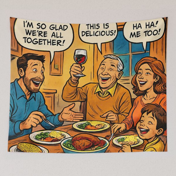 Item preview, Family at dinner | Comics stylCartoone -  designed and sold by ComicsFactory.