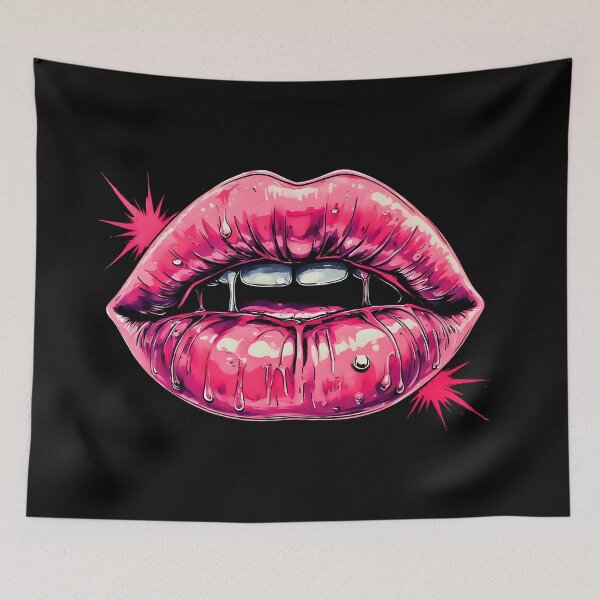 Item preview, Neon Glossy Dripping Lips Pop Art designed and sold by Neer arts.