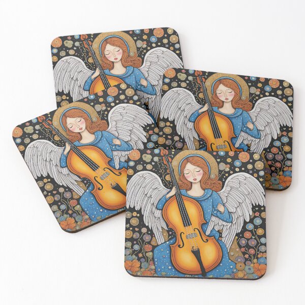 Item preview, Angel with wings wearing a hoodie Playing a Double Bass designed and sold by Colin Bentham.