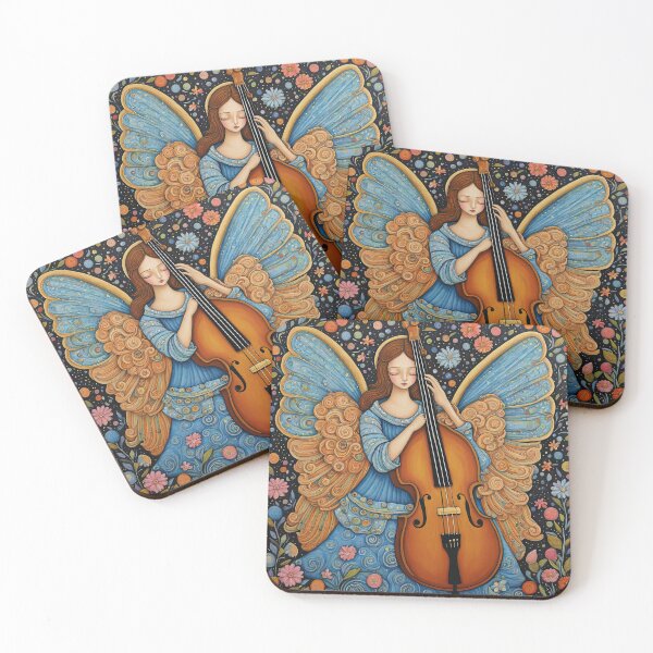 Item preview, Angel with wings wearing a hoodie Playing a Double Bass designed and sold by Colin Bentham.