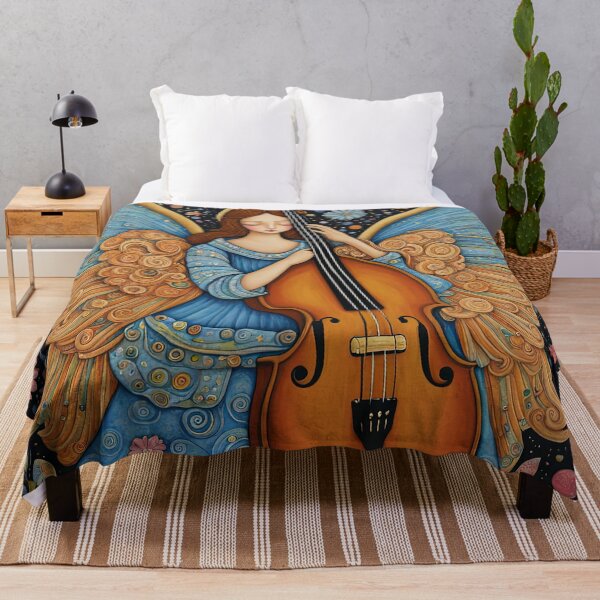 Item preview, Angel with wings wearing a hoodie Playing a Double Bass designed and sold by Colin Bentham.