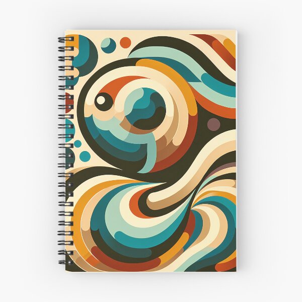 Item preview, Retro Abstract Swirl Waves in Teal and Ochre designed and sold by InkSmithery.