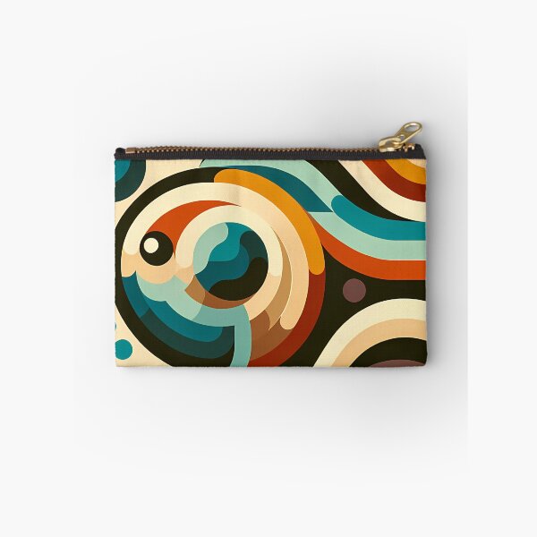Item preview, Retro Abstract Swirl Waves in Teal and Ochre designed and sold by InkSmithery.