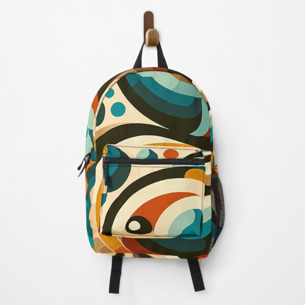 Item preview, Retro Abstract Swirl Waves in Teal and Ochre designed and sold by InkSmithery.