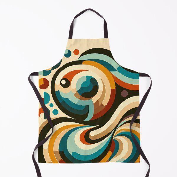 Item preview, Retro Abstract Swirl Waves in Teal and Ochre designed and sold by InkSmithery.