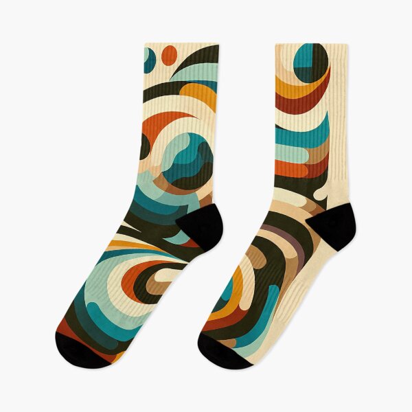 Item preview, Retro Abstract Swirl Waves in Teal and Ochre designed and sold by InkSmithery.