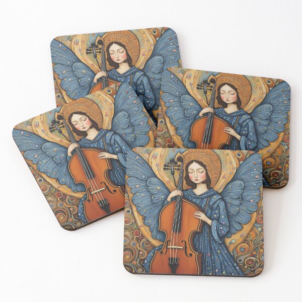 Item preview, Angel with wings wearing a hoodie Playing a Double Bass designed and sold by Colin Bentham.