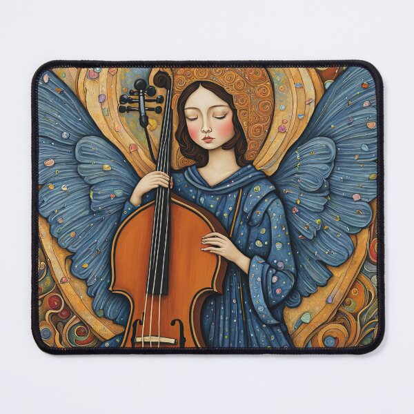 Item preview, Angel with wings wearing a hoodie Playing a Double Bass designed and sold by Colin Bentham.
